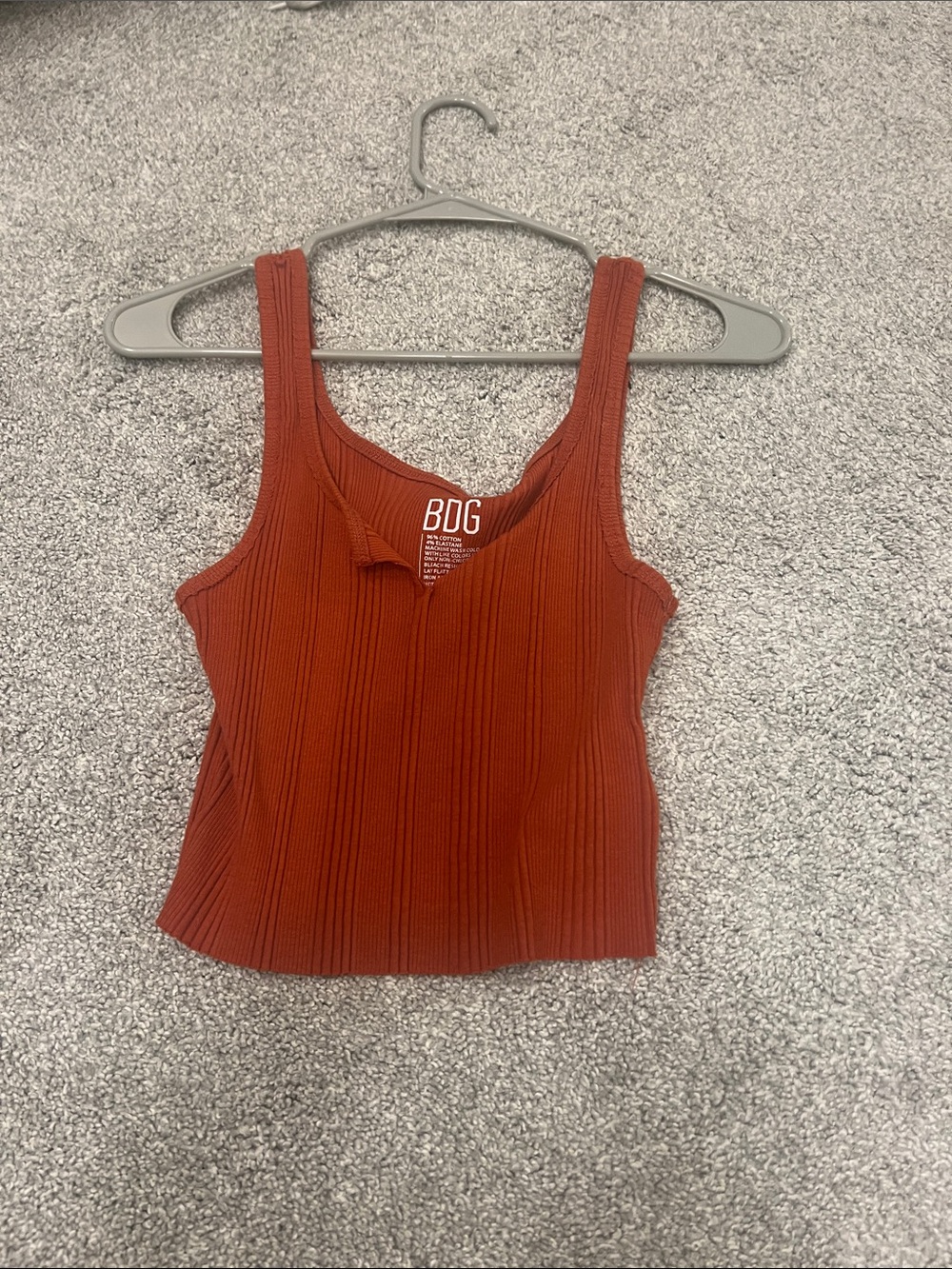 BDG Ribbed Tank Top — Dusty Rust